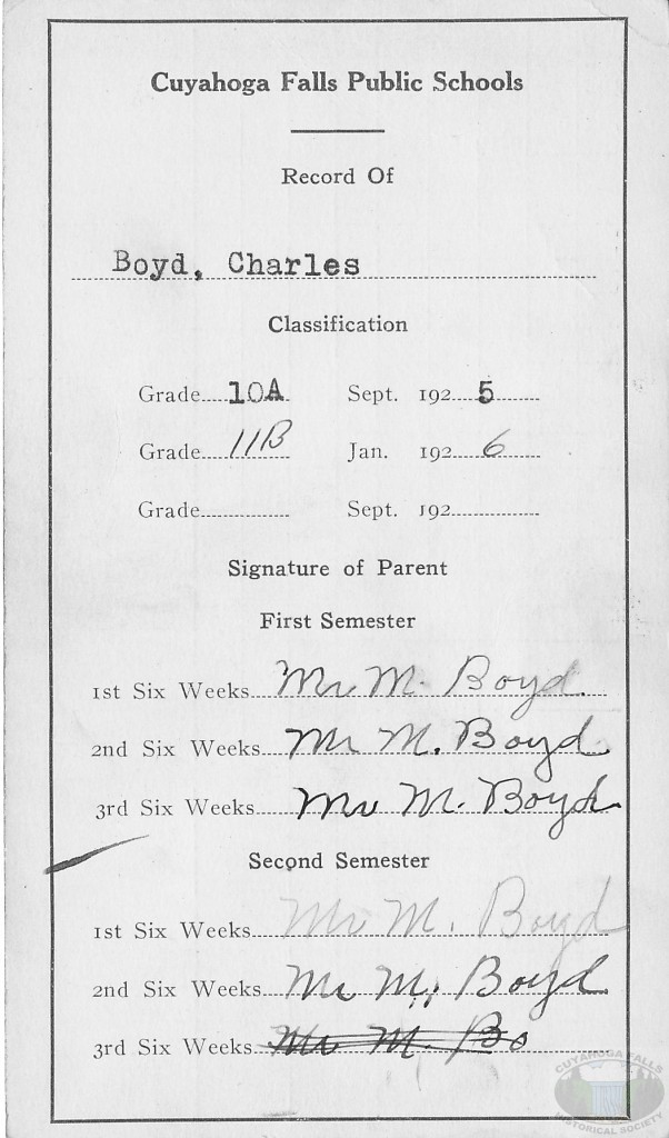 Charles Boyd Report Card